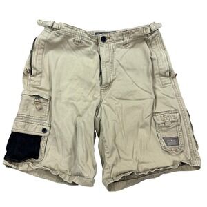 Y2K Eddie Bauer Cargo Shorts Men's Sz 34 Beige Utility Baggy Hiking Outdoor